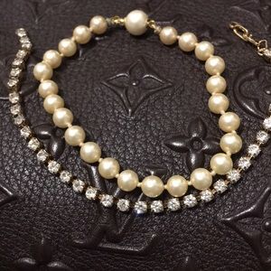 2 Vintage hand knotted pearl Tennis Bracelets